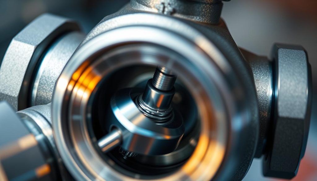 A close-up view of the inner components of a safety shutoff valve, showcasing its intricate mechanisms in vibrant, moving colors. The valve's body, stem, and sealing elements are clearly visible, with attention to their precise engineering and functionality. The image is captured from an angled perspective, emphasizing the valve's complex yet streamlined design. Subtle reflections and highlights accentuate the valve's metallic surfaces, creating a sense of technical sophistication. The overall mood is one of precision, reliability, and the importance of this critical safety feature. A close-up view of the inner components of a safety shutoff valve, showcasing its intricate mechanisms in vibrant, moving colors. The valve's body, stem, and sealing elements are clearly visible, with attention to their precise engineering and functionality. The image is captured from an angled perspective, emphasizing the valve's complex yet streamlined design. Subtle reflections and highlights accentuate the valve's metallic surfaces, creating a sense of technical sophistication. The overall mood is one of precision, reliability, and the importance of this critical safety feature.