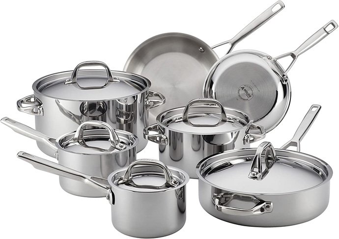 Anolon 30822 Triply Clad Stainless Steel Cookware Set