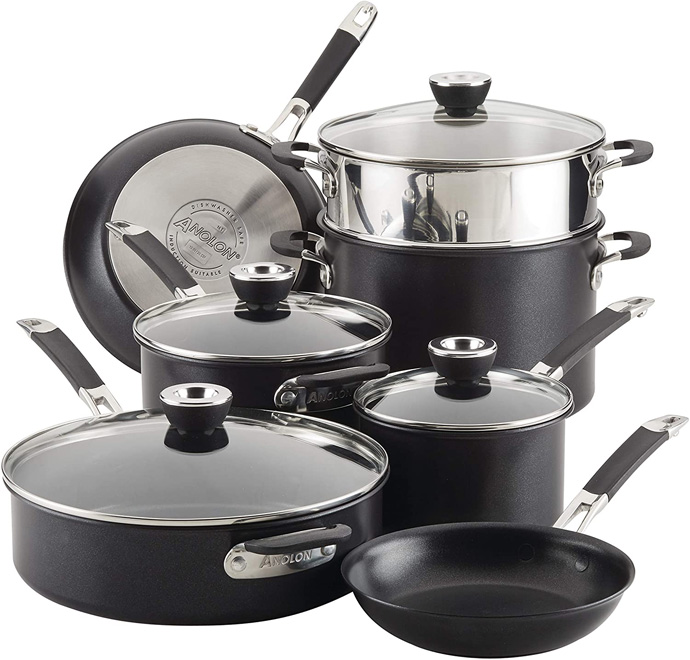 Anolon Smart Stack Hard Anodized Nonstick Cookware Set