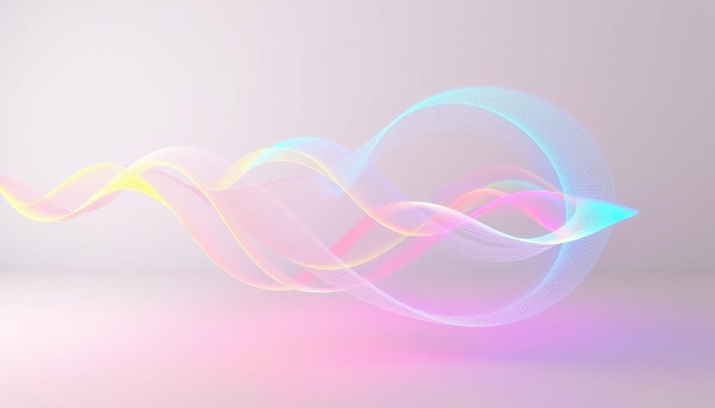 a highly detailed and technically accurate 3D illustration of microwave radiation waves, depicted as a dynamic and vibrant visualization. the waves should appear as colorful, undulating lines or curves, moving and pulsing with energy. the scene should be lit from multiple angles, creating a sense of depth and dimensionality. the background should be a clean, minimalist environment, allowing the waves to be the focal point. the overall mood should convey a scientific and educational tone, showcasing the fundamental principles of microwave radiation in a visually compelling manner.